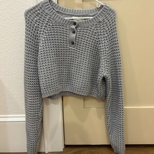 Aeropostale Heather Gray Button-Up Sweater